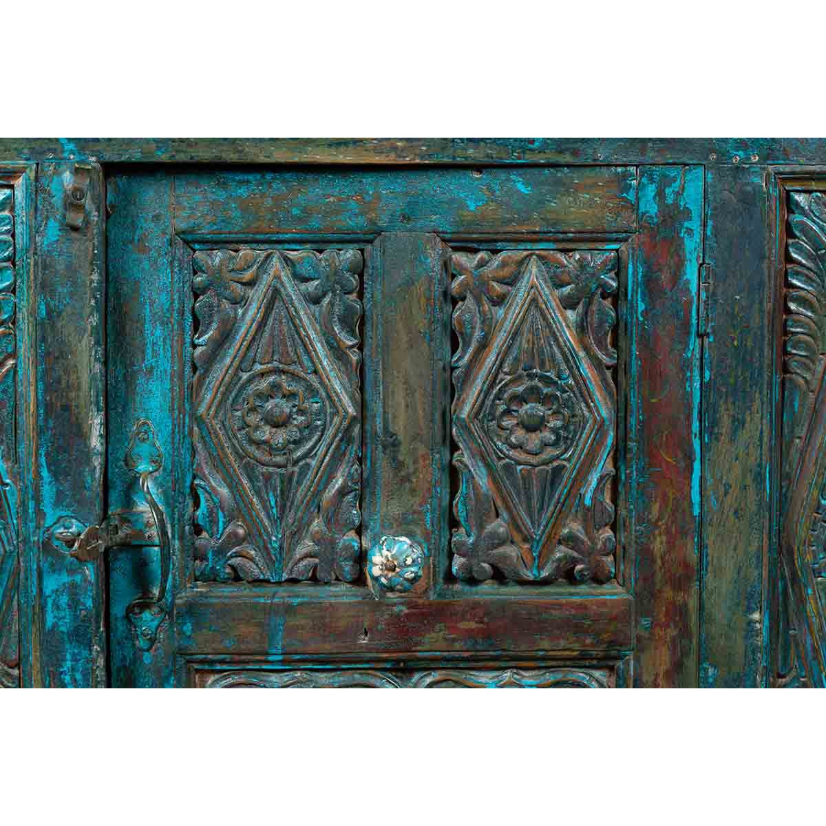 Large 19th Century Royal Teal Cabinet-9. Asian & Chinese Furniture, Art, Antiques, Vintage Home Décor for sale at FEA Home