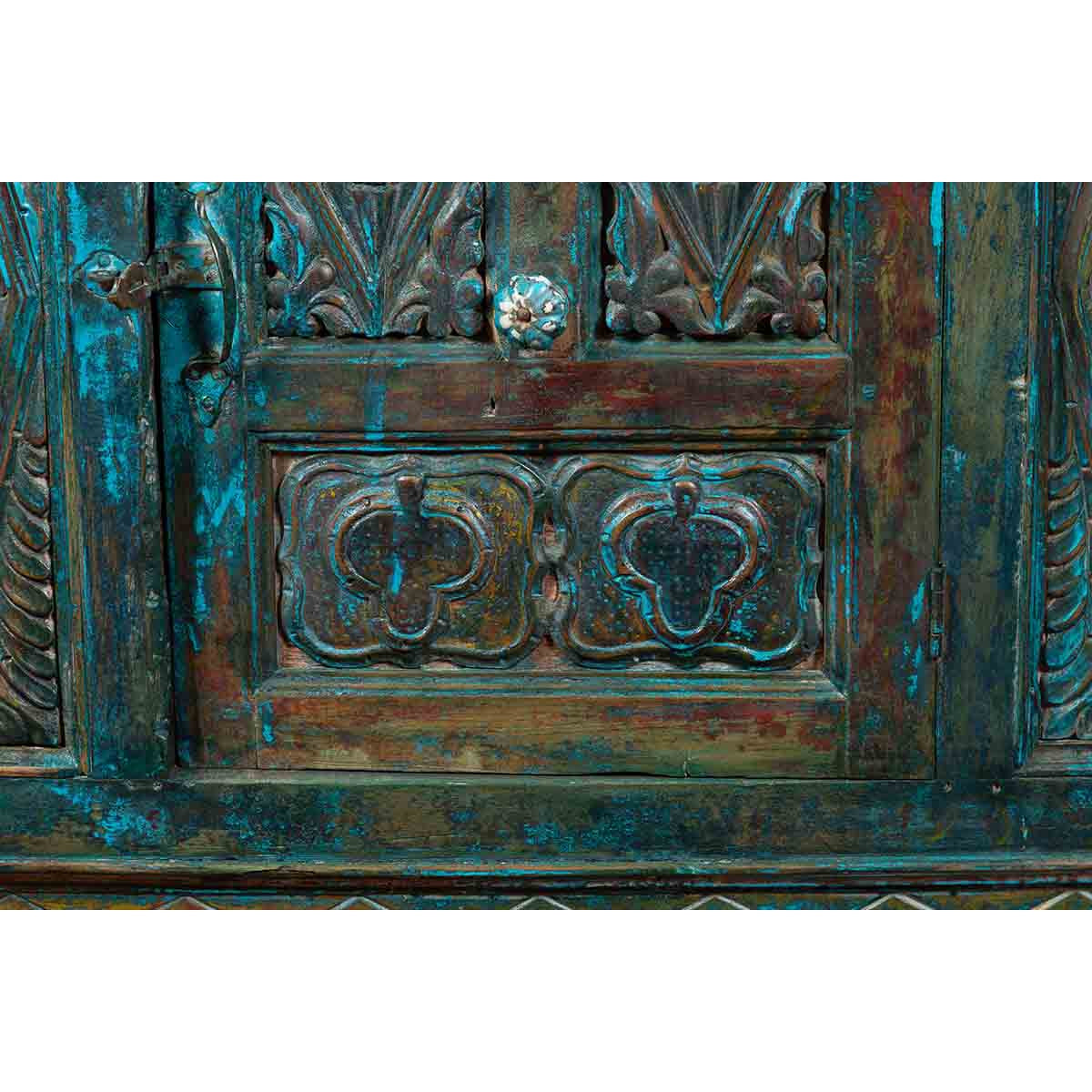 Large 19th Century Royal Teal Cabinet-10. Asian & Chinese Furniture, Art, Antiques, Vintage Home Décor for sale at FEA Home