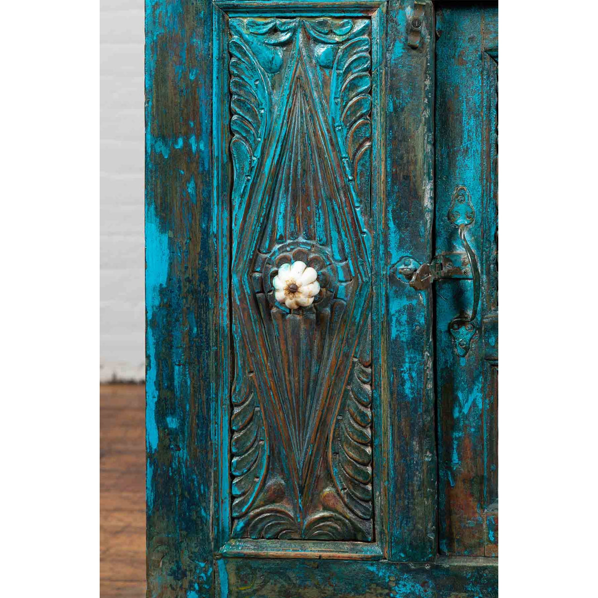 Large 19th Century Royal Teal Cabinet-11. Asian & Chinese Furniture, Art, Antiques, Vintage Home Décor for sale at FEA Home