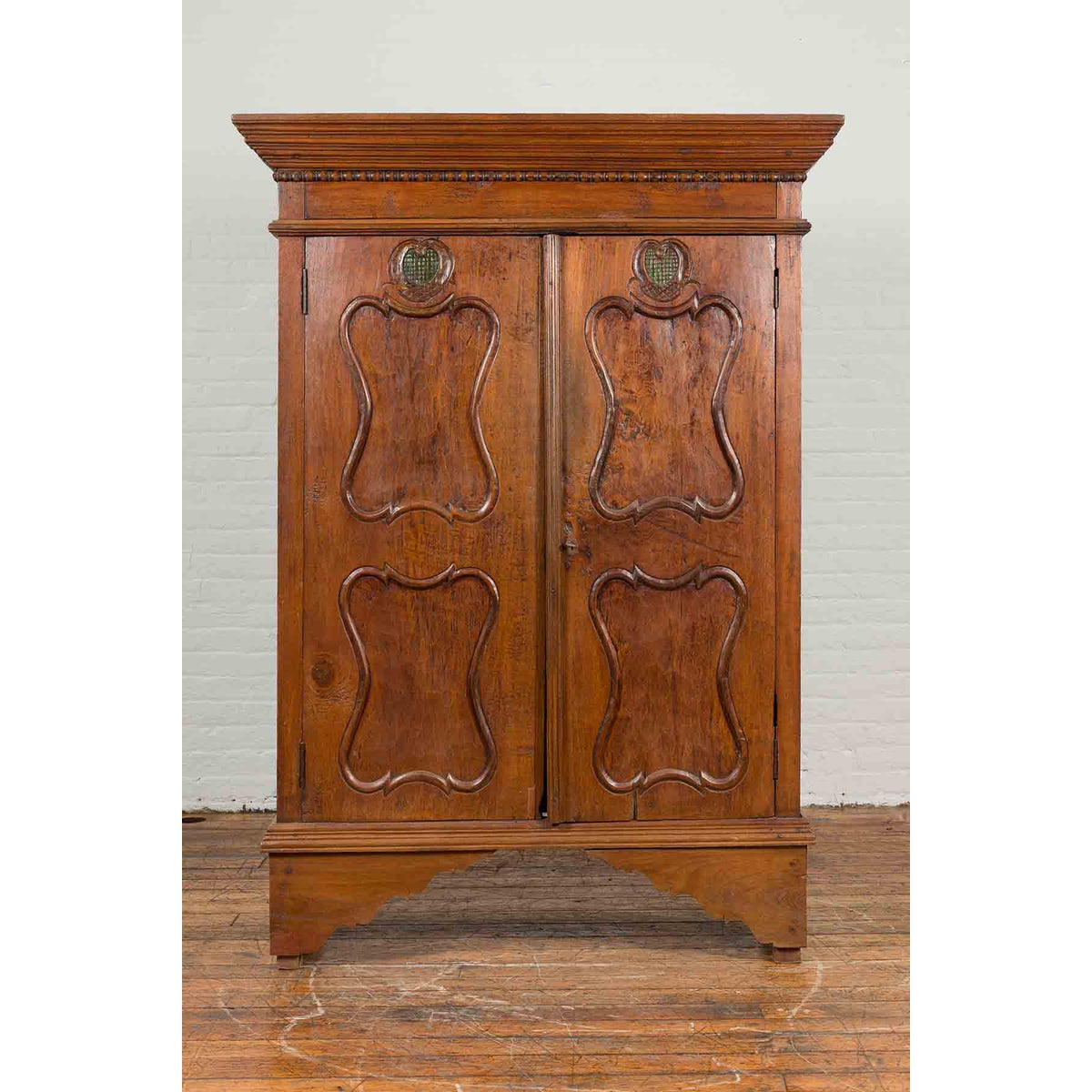 Indonesian Early 20th Century Carved Teak Wood Cabinet with Molded Cartouches-2. Asian & Chinese Furniture, Art, Antiques, Vintage Home Décor for sale at FEA Home