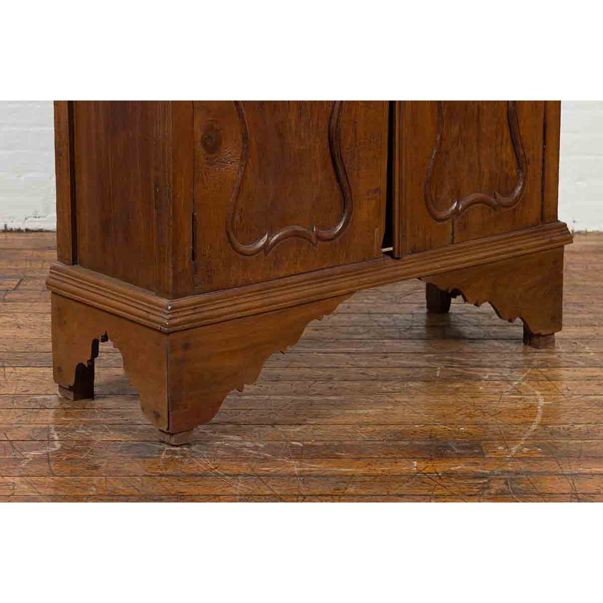 Indonesian Early 20th Century Carved Teak Wood Cabinet with Molded Cartouches-13. Asian & Chinese Furniture, Art, Antiques, Vintage Home Décor for sale at FEA Home