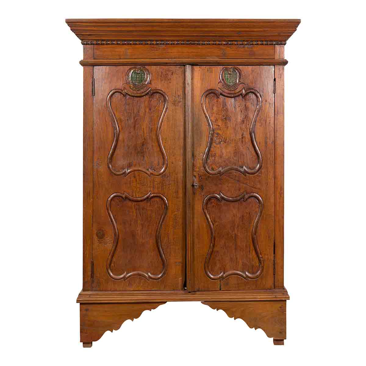 Indonesian Early 20th Century Carved Teak Wood Cabinet with Molded Cartouches-1. Asian & Chinese Furniture, Art, Antiques, Vintage Home Décor for sale at FEA Home