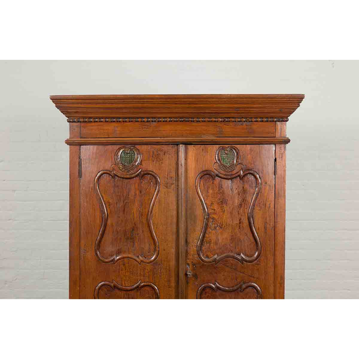 Indonesian Early 20th Century Carved Teak Wood Cabinet with Molded Cartouches-5. Asian & Chinese Furniture, Art, Antiques, Vintage Home Décor for sale at FEA Home