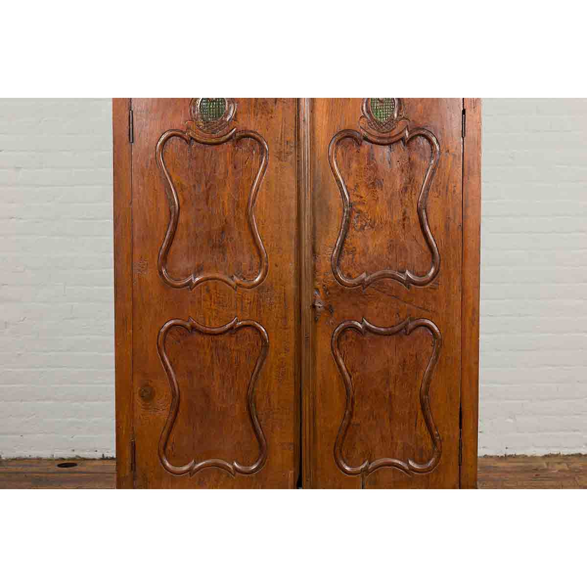 Indonesian Early 20th Century Carved Teak Wood Cabinet with Molded Cartouches-6. Asian & Chinese Furniture, Art, Antiques, Vintage Home Décor for sale at FEA Home