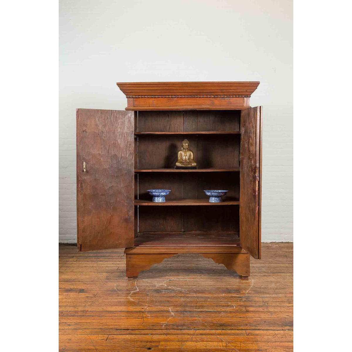 Indonesian Early 20th Century Carved Teak Wood Cabinet with Molded Cartouches-3. Asian & Chinese Furniture, Art, Antiques, Vintage Home Décor for sale at FEA Home