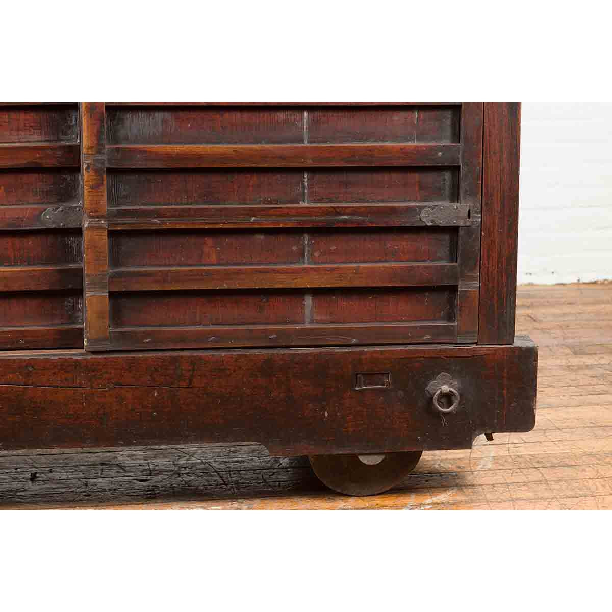 Japanese Meiji Period Late 19th Century Merchant's Chest Mounted on Wheels-7. Asian & Chinese Furniture, Art, Antiques, Vintage Home Décor for sale at FEA Home