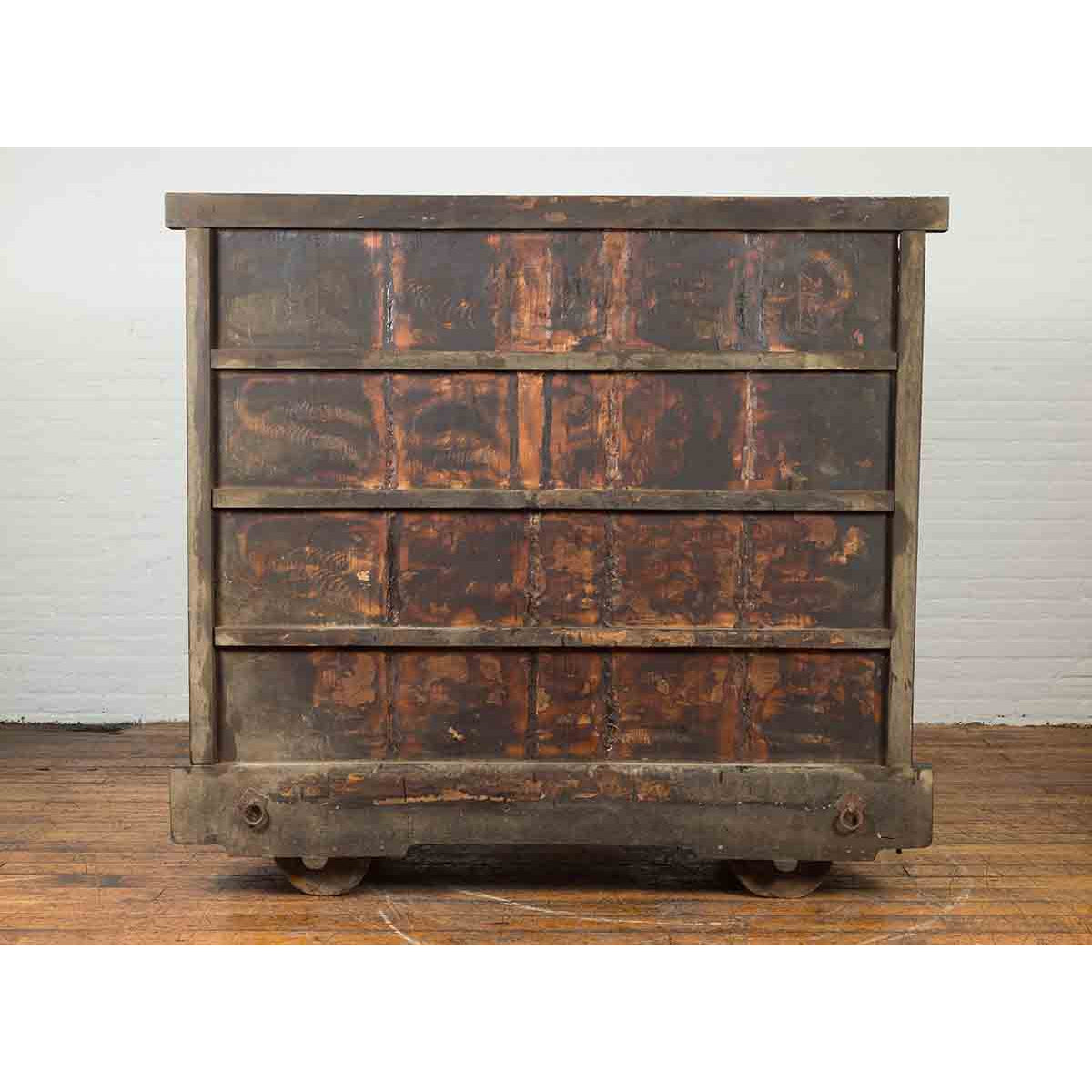Japanese Meiji Period Late 19th Century Merchant's Chest Mounted on Wheels-10. Asian & Chinese Furniture, Art, Antiques, Vintage Home Décor for sale at FEA Home