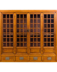Chinese Vintage Display Cabinet with Paneled Glass Doors and Four Drawers-1. Asian & Chinese Furniture, Art, Antiques, Vintage Home Décor for sale at FEA Home