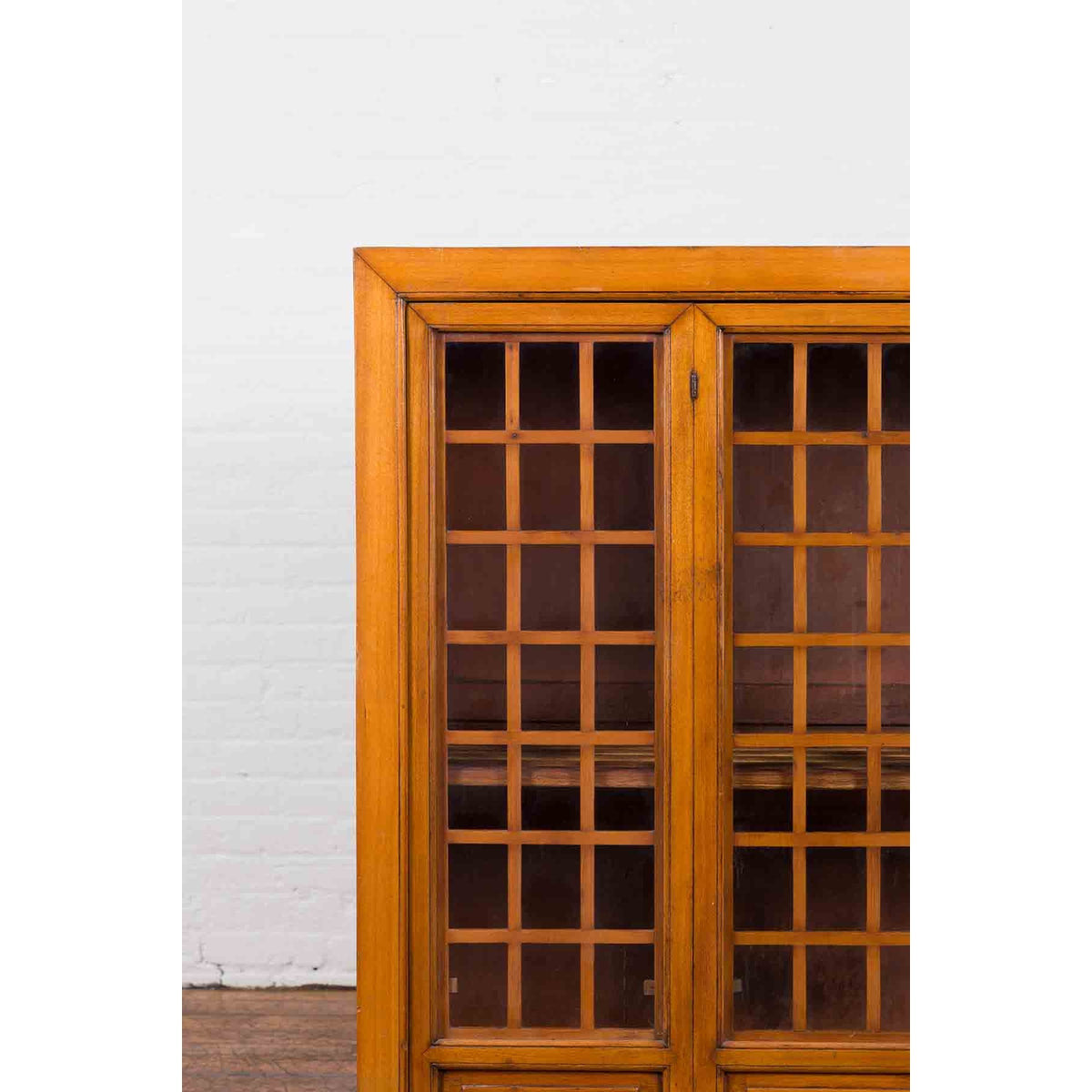 Chinese Vintage Display Cabinet with Paneled Glass Doors and Four Drawers-5. Asian & Chinese Furniture, Art, Antiques, Vintage Home Décor for sale at FEA Home