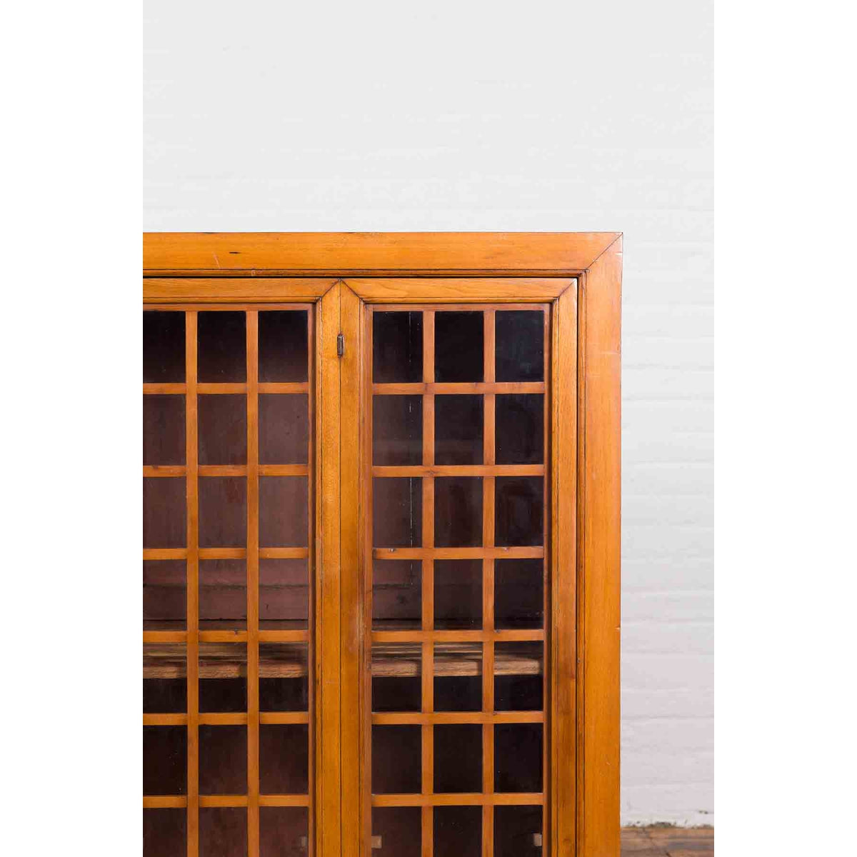 Chinese Vintage Display Cabinet with Paneled Glass Doors and Four Drawers-7. Asian & Chinese Furniture, Art, Antiques, Vintage Home Décor for sale at FEA Home