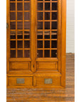 Chinese Vintage Display Cabinet with Paneled Glass Doors and Four Drawers-8. Asian & Chinese Furniture, Art, Antiques, Vintage Home Décor for sale at FEA Home