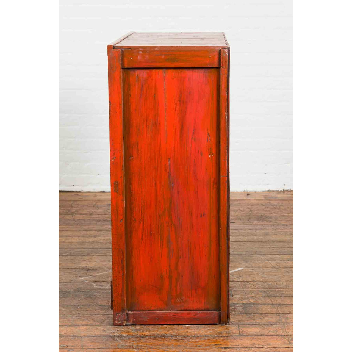 Japanese 19th Century Meiji Period Red Cabinet with Sliding Doors and Drawers-11. Asian & Chinese Furniture, Art, Antiques, Vintage Home Décor for sale at FEA Home