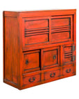 Japanese 19th Century Meiji Period Red Cabinet with Sliding Doors and Drawers-1. Asian & Chinese Furniture, Art, Antiques, Vintage Home Décor for sale at FEA Home
