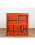 Japanese 19th Century Meiji Period Red Cabinet with Sliding Doors and Drawers-4. Asian & Chinese Furniture, Art, Antiques, Vintage Home Décor for sale at FEA Home