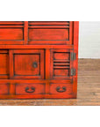 Japanese 19th Century Meiji Period Red Cabinet with Sliding Doors and Drawers-8. Asian & Chinese Furniture, Art, Antiques, Vintage Home Décor for sale at FEA Home