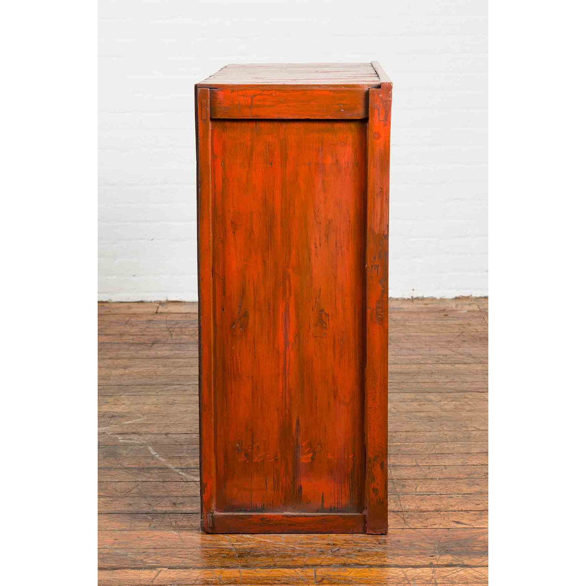 Japanese 19th Century Meiji Period Red Cabinet with Sliding Doors and Drawers-9. Asian & Chinese Furniture, Art, Antiques, Vintage Home Décor for sale at FEA Home