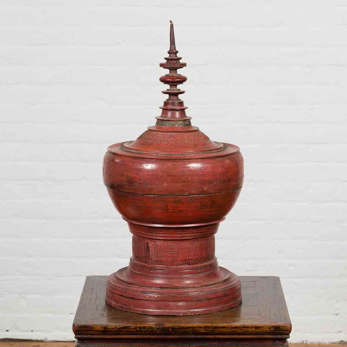 19th Century Burmese Cinnabar Palembang Lacquer Temple Offering Bowl with Lid-2. Asian & Chinese Furniture, Art, Antiques, Vintage Home Décor for sale at FEA Home
