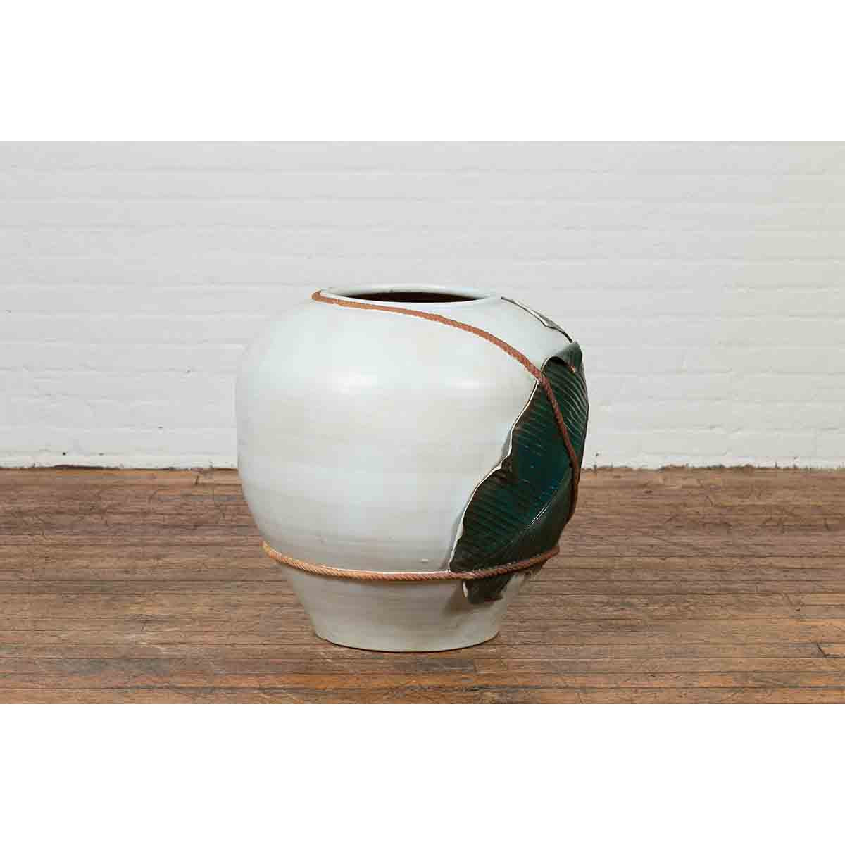 Thai 20th Century Garden Planter with Raised Palm Leaf and Rope Motifs-8. Asian & Chinese Furniture, Art, Antiques, Vintage Home Décor for sale at FEA Home