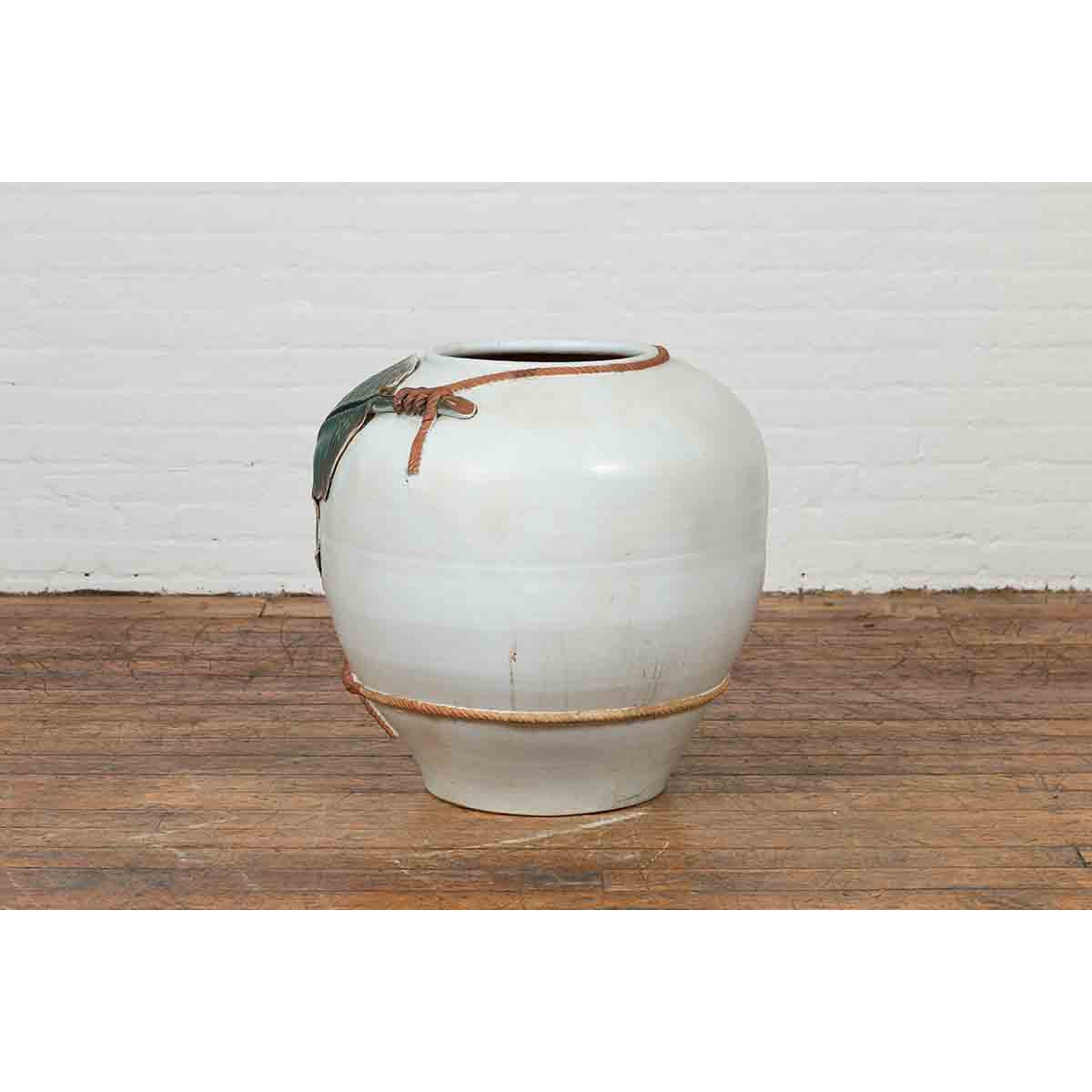 Thai 20th Century Garden Planter with Raised Palm Leaf and Rope Motifs-10. Asian & Chinese Furniture, Art, Antiques, Vintage Home Décor for sale at FEA Home