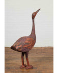 Indonesian Hand Carved Heron Sculpture with Purple, Orange and Black Tones-3. Asian & Chinese Furniture, Art, Antiques, Vintage Home Décor for sale at FEA Home