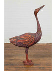 Indonesian Hand Carved Heron Sculpture with Purple, Orange and Black Tones-2. Asian & Chinese Furniture, Art, Antiques, Vintage Home Décor for sale at FEA Home