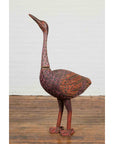 Indonesian Hand Carved Heron Sculpture with Purple, Orange and Black Tones-4. Asian & Chinese Furniture, Art, Antiques, Vintage Home Décor for sale at FEA Home