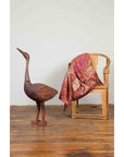 Indonesian Hand Carved Heron Sculpture with Purple, Orange and Black Tones-5. Asian & Chinese Furniture, Art, Antiques, Vintage Home Décor for sale at FEA Home