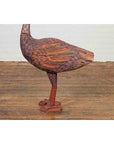 Indonesian Hand Carved Heron Sculpture with Purple, Orange and Black Tones-10. Asian & Chinese Furniture, Art, Antiques, Vintage Home Décor for sale at FEA Home