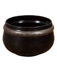Burmese Vintage Black Lacquer Bowl with Silver Toned Frieze of Palmettes-1. Asian & Chinese Furniture, Art, Antiques, Vintage Home Décor for sale at FEA Home