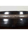 Burmese Vintage Black Lacquer Bowl with Silver Toned Frieze of Palmettes-8. Asian & Chinese Furniture, Art, Antiques, Vintage Home Décor for sale at FEA Home