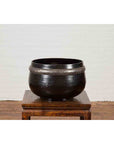 Burmese Vintage Black Lacquer Bowl with Silver Toned Frieze of Palmettes-6. Asian & Chinese Furniture, Art, Antiques, Vintage Home Décor for sale at FEA Home