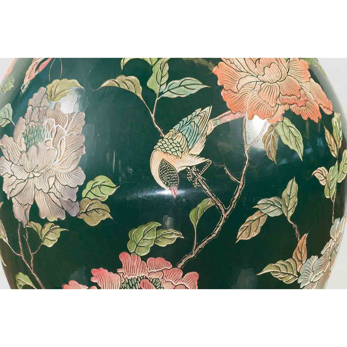 Vintage Chinese Handcrafted Green Vase with Incised Floral and Butterfly Decor-6. Asian & Chinese Furniture, Art, Antiques, Vintage Home Décor for sale at FEA Home