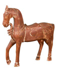 Antique Indian Carved and Painted Wooden Mogul Horse on Rectangular Base-1. Asian & Chinese Furniture, Art, Antiques, Vintage Home Décor for sale at FEA Home