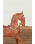 Antique Indian Carved and Painted Wooden Mogul Horse on Rectangular Base-5. Asian & Chinese Furniture, Art, Antiques, Vintage Home Décor for sale at FEA Home
