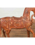 Antique Indian Carved and Painted Wooden Mogul Horse on Rectangular Base-6. Asian & Chinese Furniture, Art, Antiques, Vintage Home Décor for sale at FEA Home