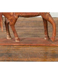 Antique Indian Carved and Painted Wooden Mogul Horse on Rectangular Base-7. Asian & Chinese Furniture, Art, Antiques, Vintage Home Décor for sale at FEA Home