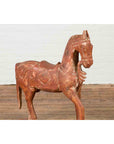 Antique Indian Carved and Painted Wooden Mogul Horse on Rectangular Base-9. Asian & Chinese Furniture, Art, Antiques, Vintage Home Décor for sale at FEA Home