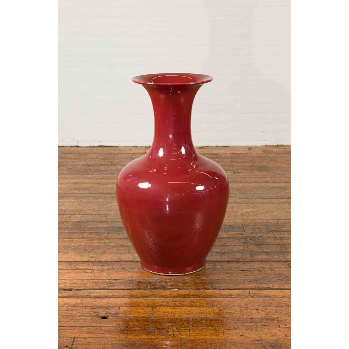 Large Chinese Vintage Oxblood Altar Vase with Flaring Neck-9. Asian & Chinese Furniture, Art, Antiques, Vintage Home Décor for sale at FEA Home