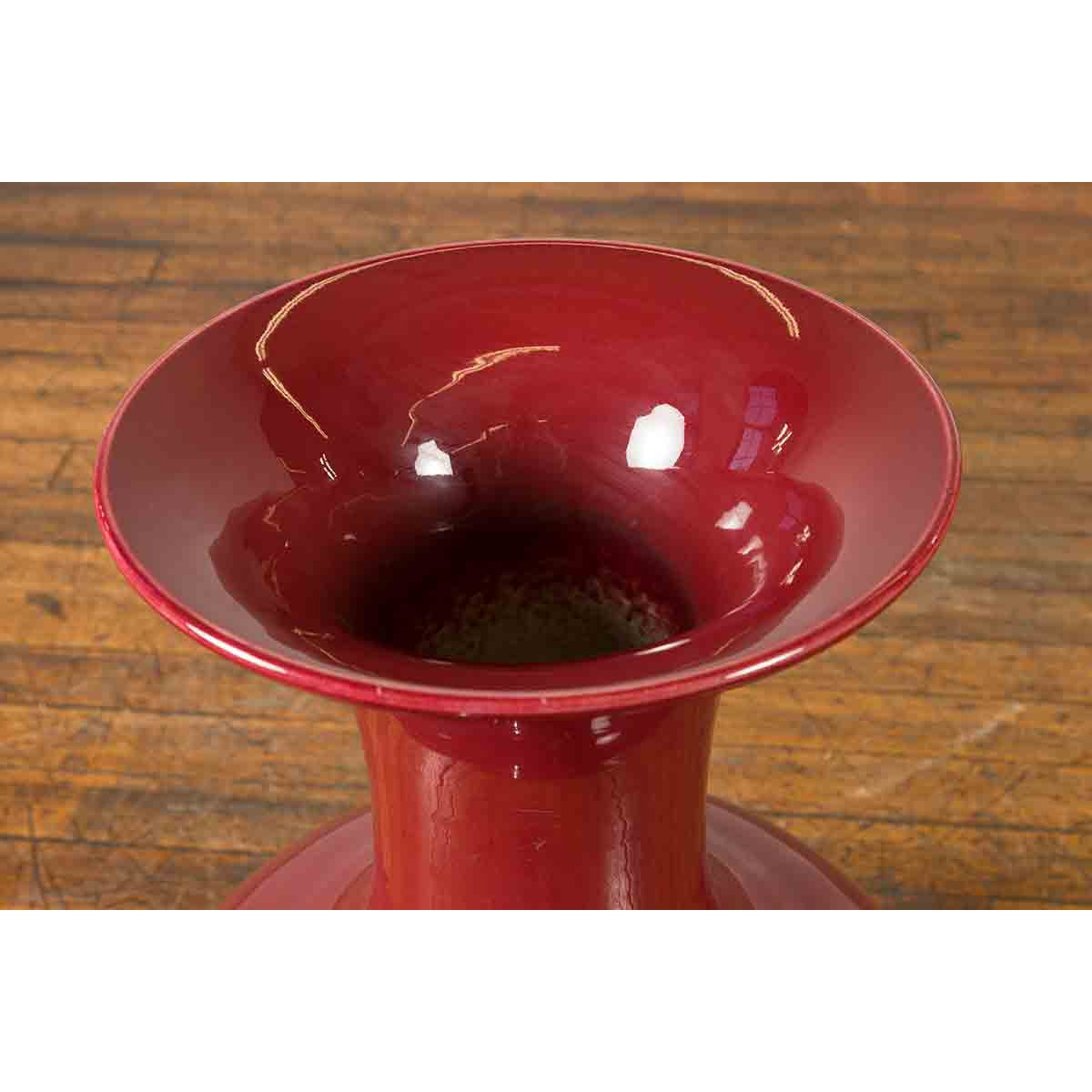 Large Chinese Vintage Oxblood Altar Vase with Flaring Neck-10. Asian & Chinese Furniture, Art, Antiques, Vintage Home Décor for sale at FEA Home