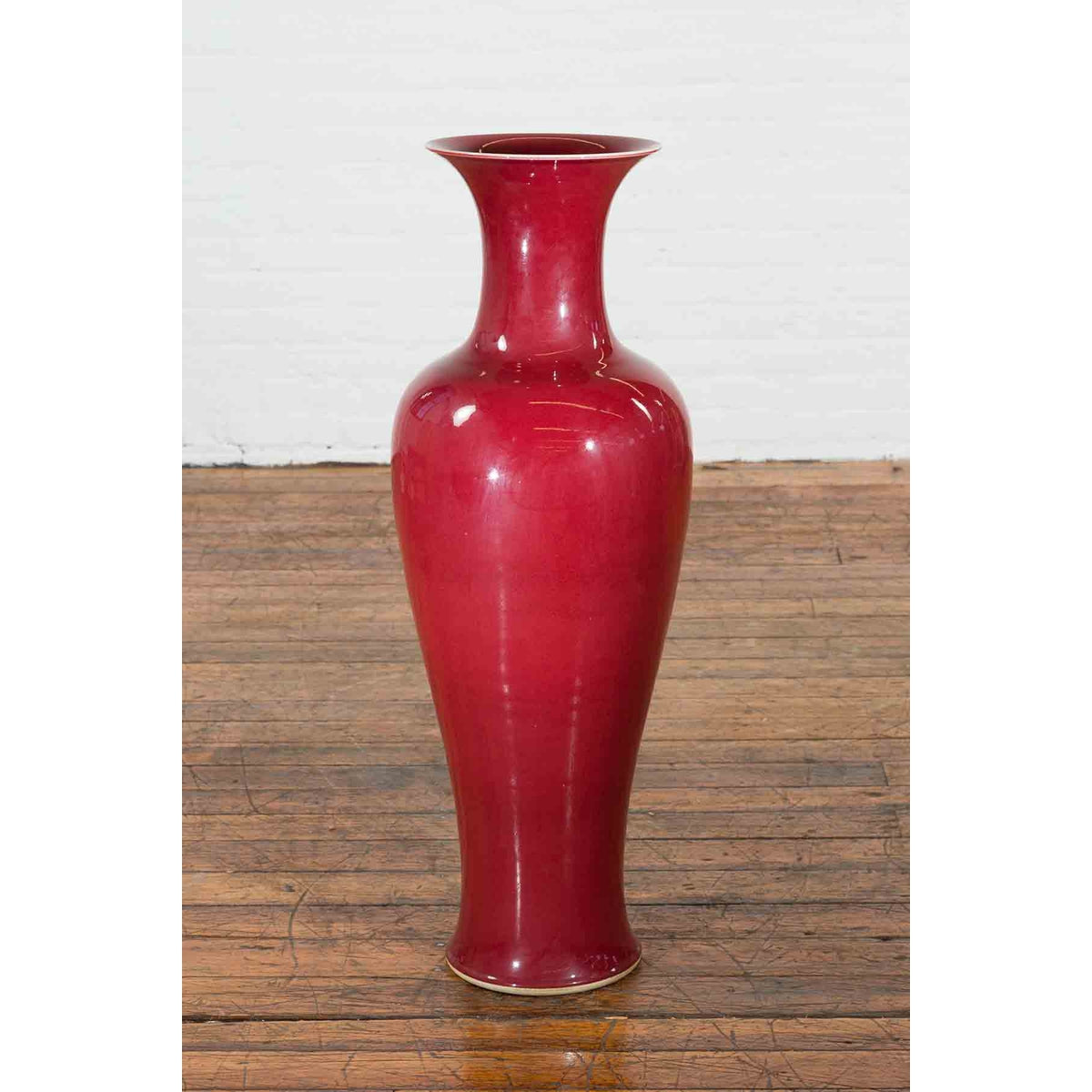 Chinese Vintage Oxblood Altar Vase with Flaring Neck-5. Asian & Chinese Furniture, Art, Antiques, Vintage Home Décor for sale at FEA Home