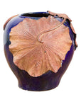 Large Thai 20th Century Cobalt Blue Planter with Raised Palm Leaf Motifs-1. Asian & Chinese Furniture, Art, Antiques, Vintage Home Décor for sale at FEA Home