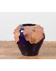 Large Thai 20th Century Cobalt Blue Planter with Raised Palm Leaf Motifs-5. Asian & Chinese Furniture, Art, Antiques, Vintage Home Décor for sale at FEA Home