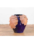 Large Thai 20th Century Cobalt Blue Planter with Raised Palm Leaf Motifs-4. Asian & Chinese Furniture, Art, Antiques, Vintage Home Décor for sale at FEA Home