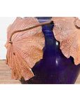 Large Thai 20th Century Cobalt Blue Planter with Raised Palm Leaf Motifs-8. Asian & Chinese Furniture, Art, Antiques, Vintage Home Décor for sale at FEA Home