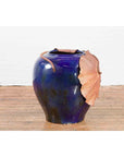 Large Thai 20th Century Cobalt Blue Planter with Raised Palm Leaf Motifs-9. Asian & Chinese Furniture, Art, Antiques, Vintage Home Décor for sale at FEA Home