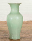 Chinese Vintage Altar Vase with Crackle Celadon Finish and Flaring Neck-8. Asian & Chinese Furniture, Art, Antiques, Vintage Home Décor for sale at FEA Home