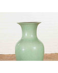 Chinese Vintage Altar Vase with Crackle Celadon Finish and Flaring Neck-4. Asian & Chinese Furniture, Art, Antiques, Vintage Home Décor for sale at FEA Home