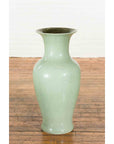 Chinese Vintage Altar Vase with Crackle Celadon Finish and Flaring Neck-6. Asian & Chinese Furniture, Art, Antiques, Vintage Home Décor for sale at FEA Home