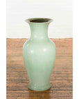 Chinese Vintage Altar Vase with Crackle Celadon Finish and Flaring Neck-7. Asian & Chinese Furniture, Art, Antiques, Vintage Home Décor for sale at FEA Home