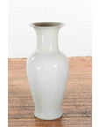 Large Chinese Vintage Altar Vase with Grey Crackle Finish and Flaring Neck-12. Asian & Chinese Furniture, Art, Antiques, Vintage Home Décor for sale at FEA Home